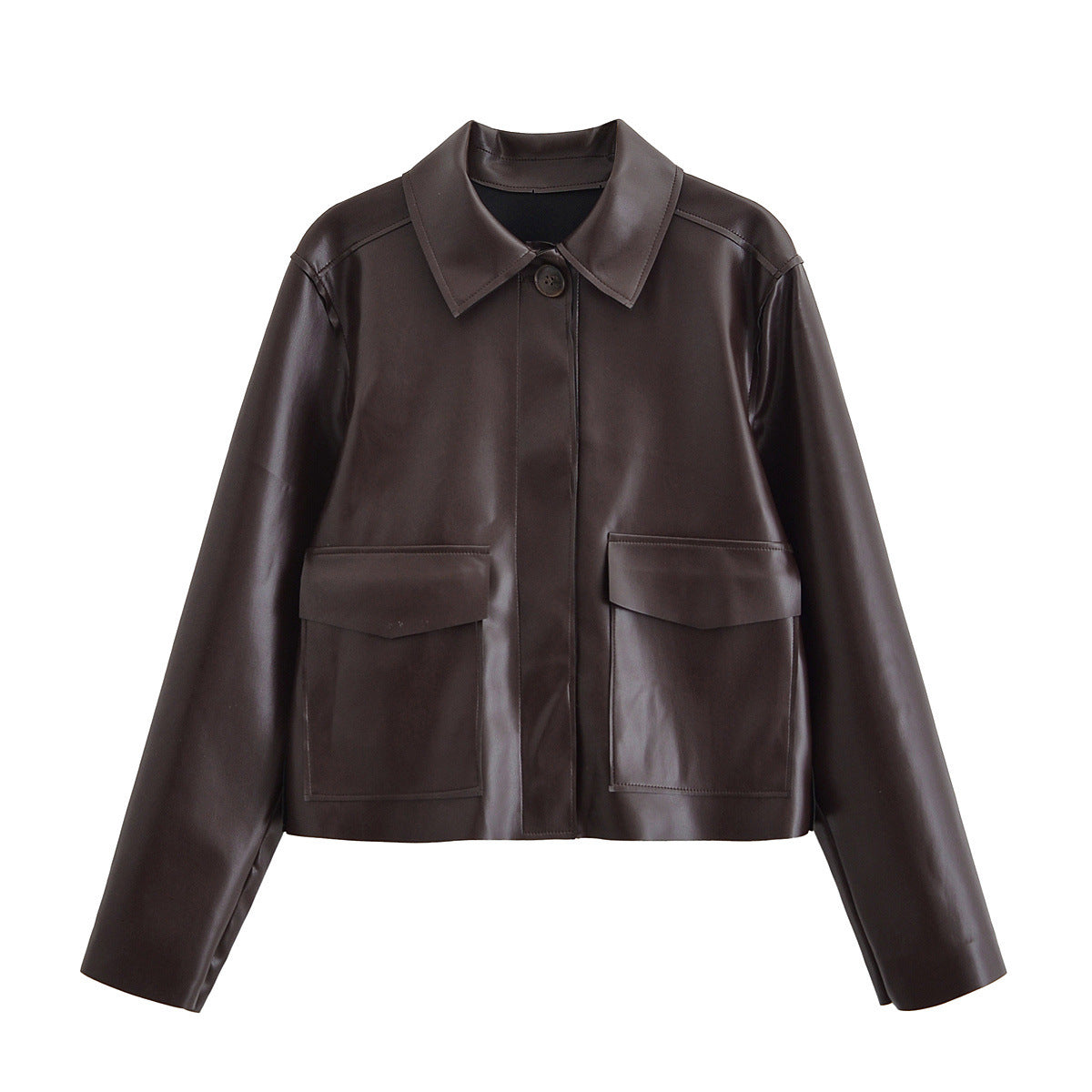 Vintage style versatile short leather jacket