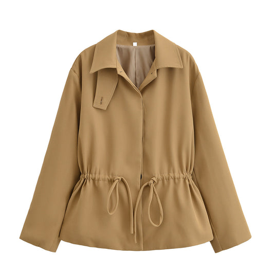 Waist lapel short jacket for women's autumn