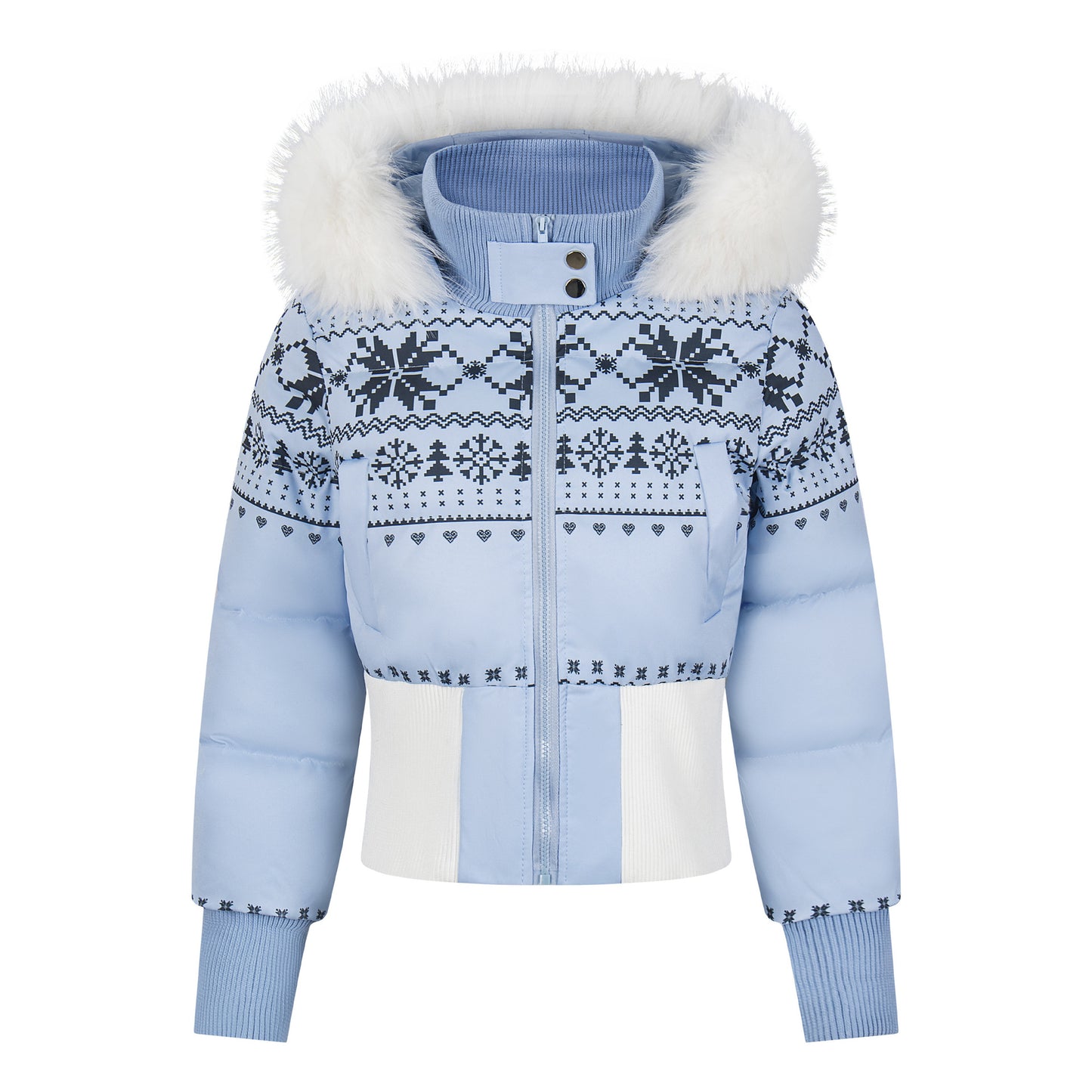 Fel Island printed fur collar hooded cotton jacket for women