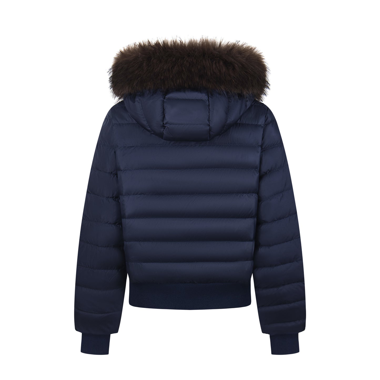 Retro fur collar hooded pork rib down jacket for women