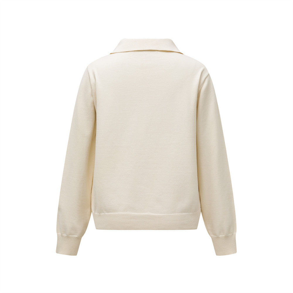 Knitted Sweater with Tie for Women Loose Casual Long Sleeve Collar Sweater