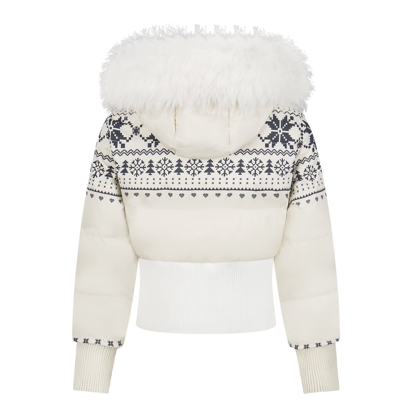 Fel Island printed fur collar hooded cotton jacket for women